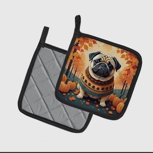 FALL THEMED PUG POT HOLDERS! ⋆ ˚｡⋆୨🎃୧ ⋆ ˚｡⋆